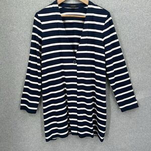 J Jill Wearever Striped‎ Cardigan Jacket Jersey Knit Women's Travel Size Medium